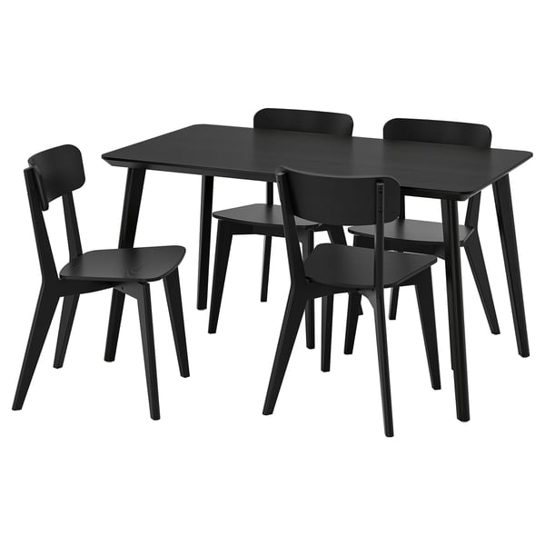 LISABO / LISABO Tisch und 4 Stühle, schwarz/schwarz, 140x78 cm