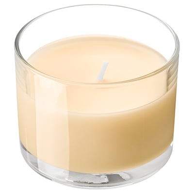 LOTSFÅGEL Duftkerze im Glas, Pfirsich hellorange, 20 Std.