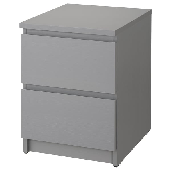 MALM Kommode mit 2 Schubladen, grau lasiert, 40x55 cm