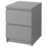 MALM Kommode mit 2 Schubladen, grau lasiert, 40x55 cm
