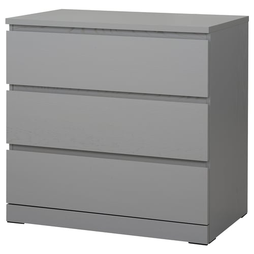 MALM Kommode mit 3 Schubladen - grau lasiert 80x78 cm