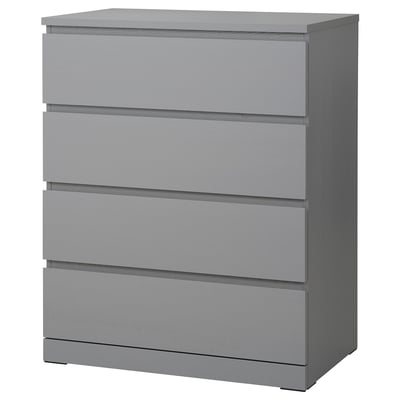 MALM Kommode mit 4 Schubladen, grau lasiert, 80x100 cm