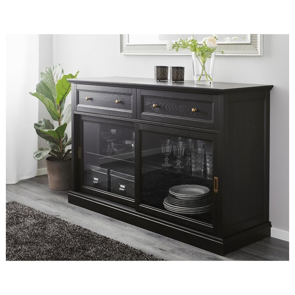 MALSJÖ Sideboard-Grundelement, schwarz gebeizt, 145x92 cm