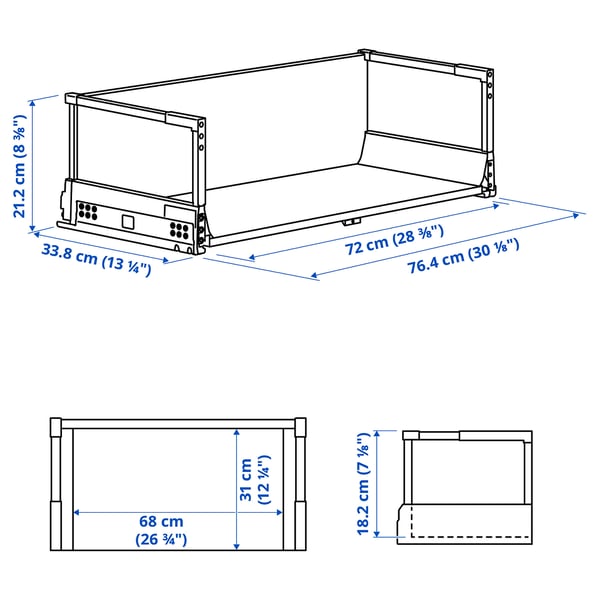 MAXIMERA Schublade hoch, weiß, 80x37 cm