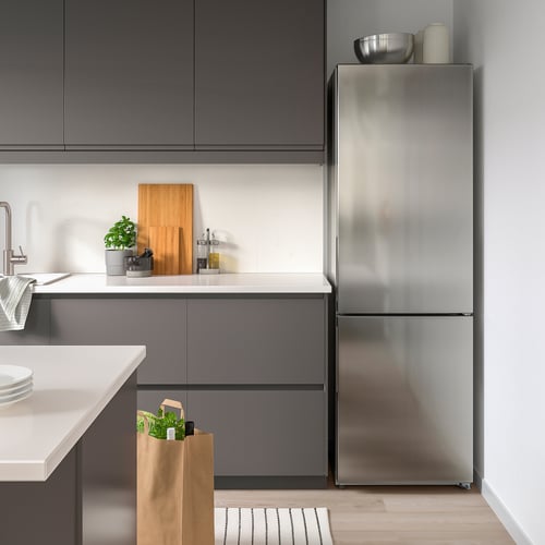 MEDGÅNG Kühl-/Gefrierschrank, IKEA 500 freistehend/Edelstahl, 219/83 l