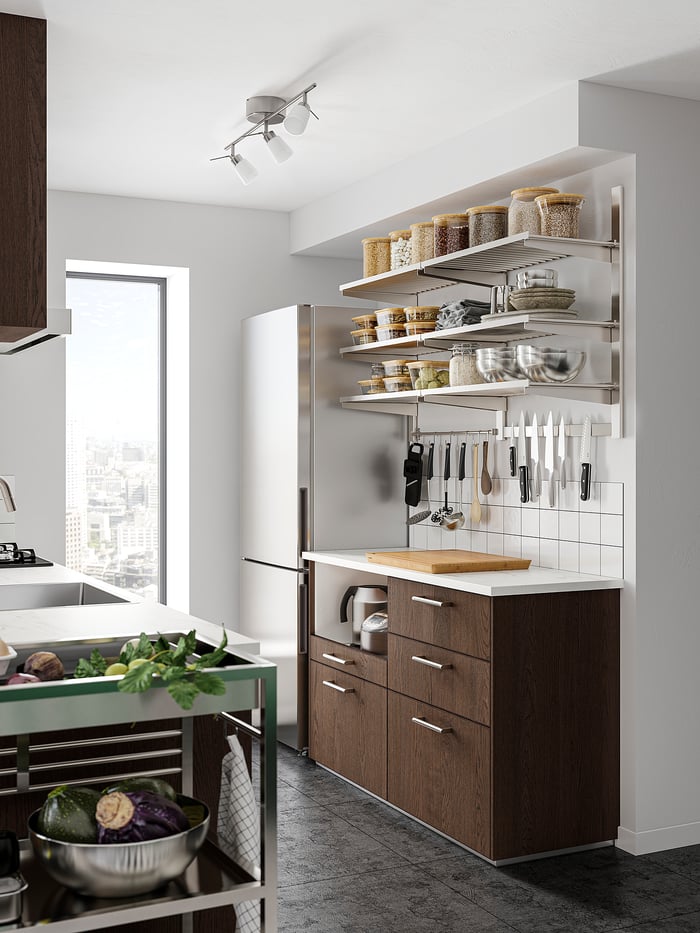 MEDGÅNG Kühl-/Gefrierschrank, IKEA 500 freistehend/Edelstahl, 219/83 l