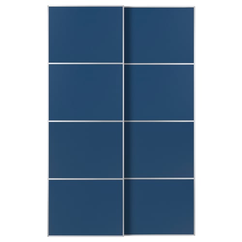 MEHAMN Schiebetürpaar, Aluminium/doppelseitig blau, 150x236 cm