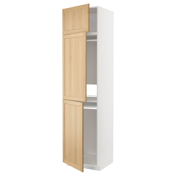 METOD Hochschrank f Kühl/Gefrierschr+3Tür, weiß/Forsbacka Eiche, 60x60x240 cm