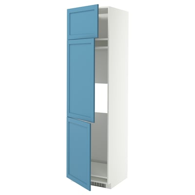 METOD Hochschrank f Kühl/Gefrierschr+3Tür, weiß/Lerhyttan blau, 60x60x220 cm