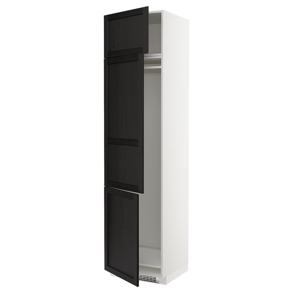 METOD Hochschrank f Kühl/Gefrierschr+3Tür, weiß/Lerhyttan schwarz lasiert, 60x60x240 cm