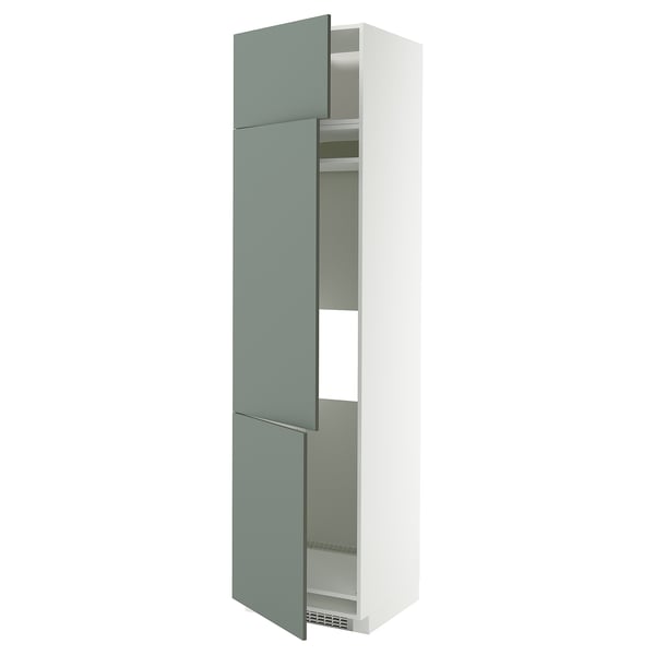 METOD Hochschrank f Kühl/Gefrierschr+3Tür, weiß/Nickebo matt graugrün, 60x60x240 cm
