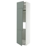 METOD Hochschrank f Kühl/Gefrierschr+3Tür, weiß/Nickebo matt graugrün, 60x60x240 cm