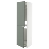 METOD Hochschrank f Kühl-/Gefrierschrank, weiß/Nickebo matt graugrün, 60x60x220 cm
