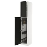 METOD Hochschrank mit Putzschrankeinr., weiß/Lerhyttan schwarz lasiert, 40x60x220 cm