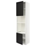METOD HS f Ofen/Mikro m 2 Türen/Böden, weiß/Lerhyttan schwarz lasiert, 60x60x240 cm