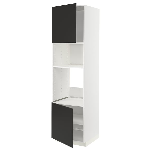 METOD HS f Ofen/Mikro m 2 Türen/Böden, weiß/Nickebo matt anthrazit, 60x60x220 cm
