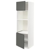 METOD HS f Ofen/Mikro m 2 Türen/Böden, weiß/Voxtorp dunkelgrau, 60x60x200 cm