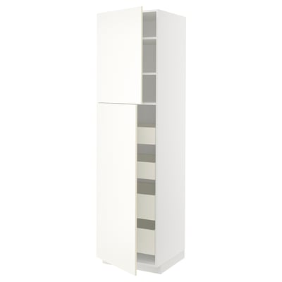METOD / MAXIMERA Hochschr+2 Tü/4 Sch, weiß/Vallstena weiß, 60x60x220 cm