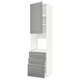 METOD / MAXIMERA Hochschr f Of+Tü/3 Sch, weiß/Bodbyn grau, 60x60x240 cm