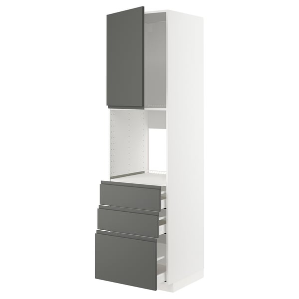 METOD / MAXIMERA Hochschr f Of+Tü/3 Sch, weiß/Voxtorp dunkelgrau, 60x60x220 cm