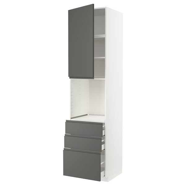 METOD / MAXIMERA Hochschr f Of+Tü/3 Sch, weiß/Voxtorp dunkelgrau, 60x60x240 cm
