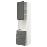 METOD / MAXIMERA Hochschr f Of+Tü/3 Sch, weiß/Voxtorp dunkelgrau, 60x60x240 cm
