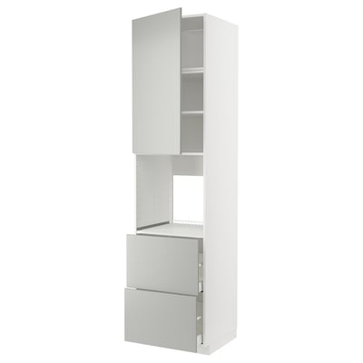 METOD / MAXIMERA Hochschrank f Backofen+Tür/2Schubl, weiß/Havstorp hellgrau, 60x60x240 cm
