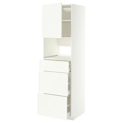 METOD / MAXIMERA Hochschrank für Einbaugeräte, weiß/Aspudden matt weiß, 60x60x200 cm