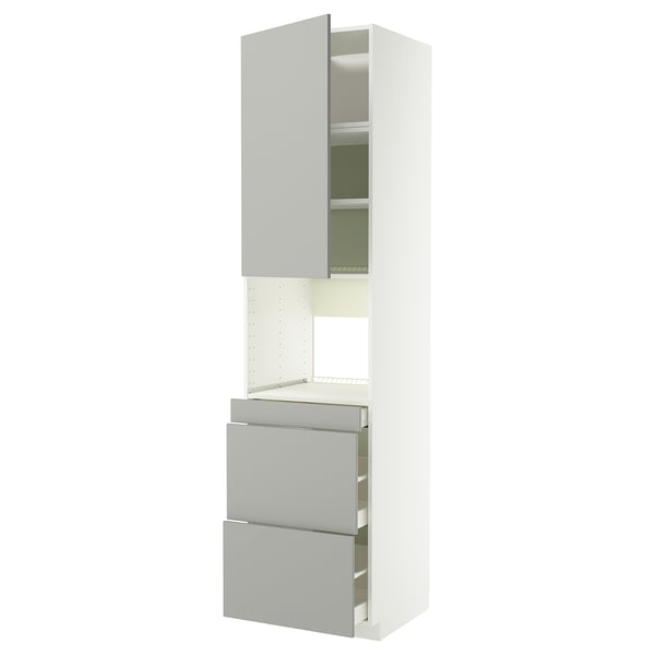 METOD / MAXIMERA HS f Kombimikro m Tür/3 Schub, weiß/Havstorp hellgrau, 60x60x240 cm