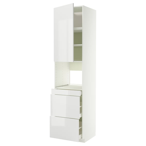 METOD / MAXIMERA HS f Kombimikro m Tür/3 Schub, weiß/Ringhult weiß, 60x60x240 cm