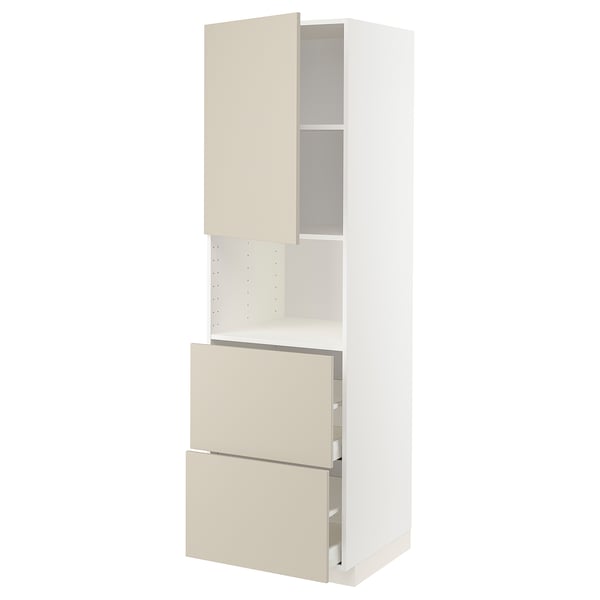 METOD / MAXIMERA HS f Mikro m Tür/2 Sch, weiß/Havstorp beige, 60x60x200 cm
