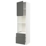 METOD / MAXIMERA HS f Ofen/Mikro m Tür/2 Schubl, weiß/Voxtorp dunkelgrau, 60x60x240 cm