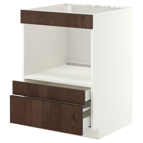 METOD / MAXIMERA Unterschrank für Einbaugeräte, weiß/Sinarp braun, 60x60 cm