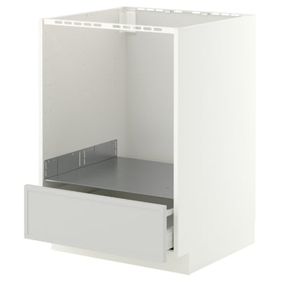 METOD / MAXIMERA Unterschrank für Ofen mit Schubl, weiß/Aspudden hellgrau, 60x60 cm