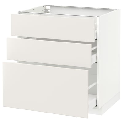 METOD / MAXIMERA Unterschrank mit 3 Schubladen, weiß/Veddinge weiß, 80x60 cm