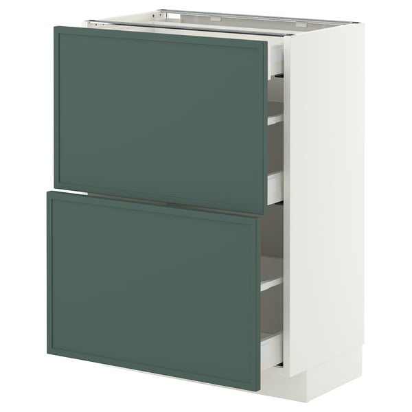 METOD / MAXIMERA Uschr 2 Fr/3 Sch, weiß/Aspudden dunkel graugrün, 60x37 cm