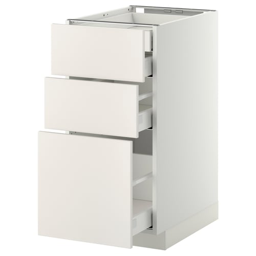 METOD / MAXIMERA Uschr 3 Fr/2 ni+1 haho+1 ho Sch, weiß/Veddinge weiß, 40x60 cm