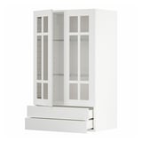METOD / MAXIMERA Wandschrank m 2 Glastüren/2 Schubl., weiß/Stensund weiß, 60x100 cm