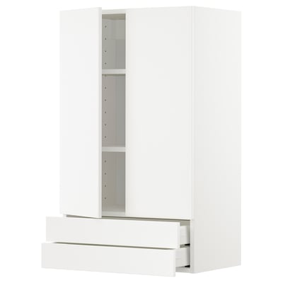 METOD / MAXIMERA Wandschrank mit 2 Türen/2 Schubl., weiß/Veddinge weiß, 60x100 cm