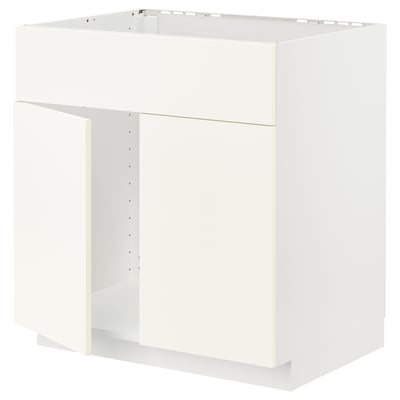 METOD Unterschr f Spüle+2 Türen/Front, weiß/Vallstena weiß, 80x60 cm