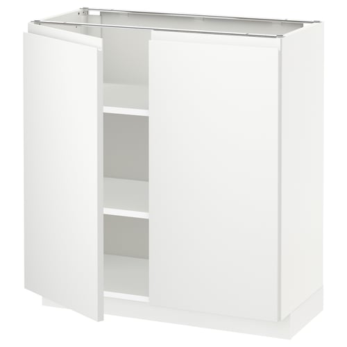 METOD Unterschrank m Böden/2Türen, weiß/Voxtorp matt weiß, 80x37 cm
