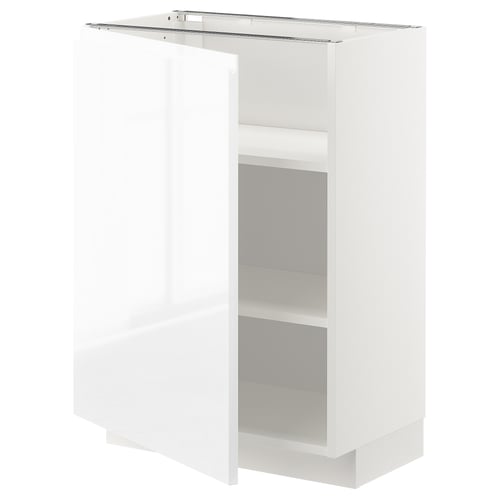 METOD Unterschrank mit Böden, weiß/Voxtorp Hochglanz/weiß, 60x37 cm