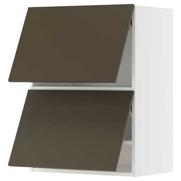 METOD Wandschr horiz. 2 Türen/Drucksystem, weiß/Havstorp braunbeige, 60x80 cm