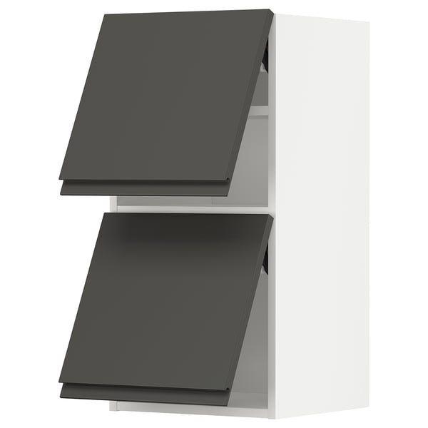 METOD Wandschr horiz. 2 Türen/Drucksystem, weiß/Voxtorp dunkelgrau, 40x80 cm