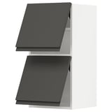 METOD Wandschr horiz. 2 Türen/Drucksystem, weiß/Voxtorp dunkelgrau, 40x80 cm