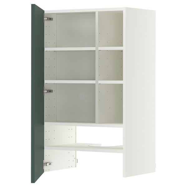 METOD Wandschrank f Dunstabzug/Boden/Tür, weiß/Aspudden dunkel graugrün, 60x100 cm