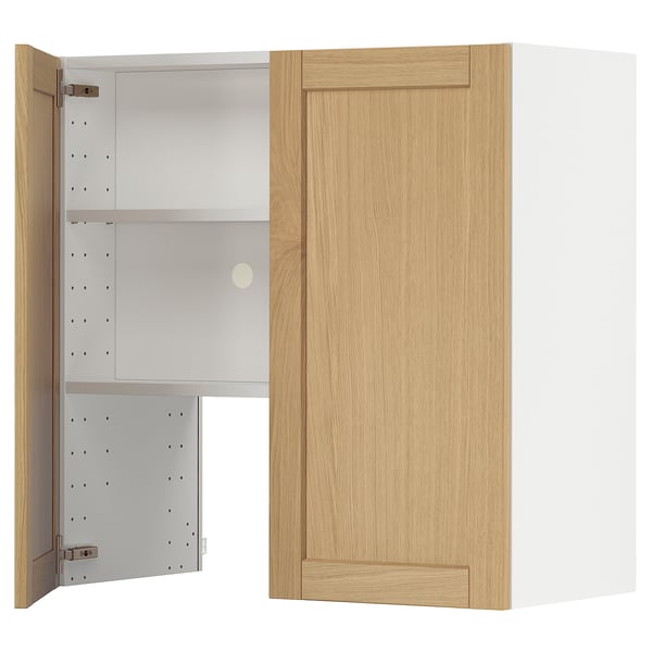 METOD Wandschrank f Dunstabzug/Boden/Tür, weiß/Forsbacka Eiche, 80x80 cm