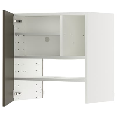 METOD Wandschrank f Dunstabzug/Boden/Tür, weiß/Havstorp braunbeige, 60x60 cm