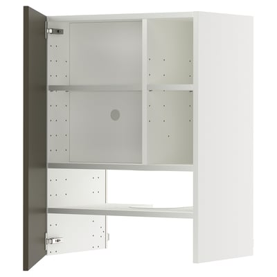 METOD Wandschrank f Dunstabzug/Boden/Tür, weiß/Havstorp braunbeige, 60x80 cm