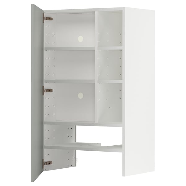 METOD Wandschrank f Dunstabzug/Boden/Tür, weiß/Havstorp hellgrau, 60x100 cm